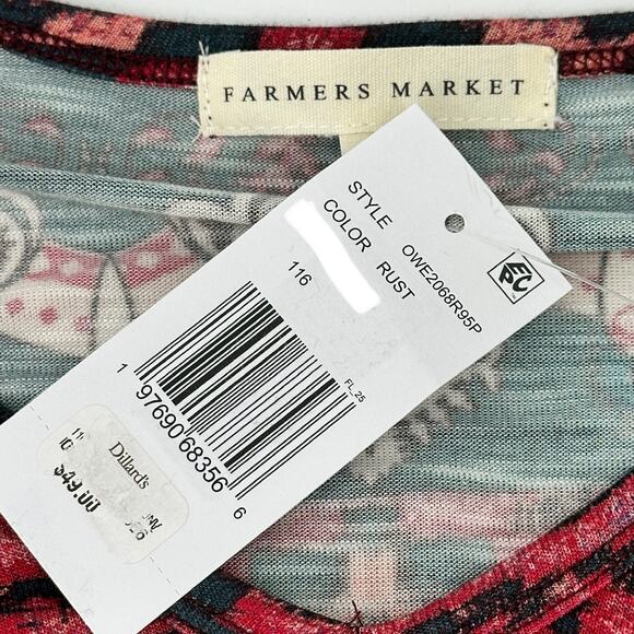 Farmers Market Abstract Print Sharkbite Abstract Hem Shirt Plus Size 2X Artsy - Picture 5 of 6